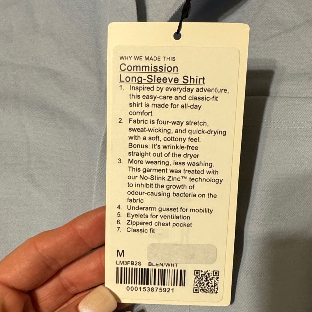 Lululemon Mens Light Blue Commission Button-Up long sleeve Shirt, Medium - Picture 2 of 5